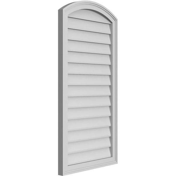 Arch Top Surface Mount PVC Gable Vent: Functional, W/ 2W X 1-1/2P Brickmould Frame, 22W X 42H